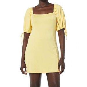 Yellow Square Neck Jersey Knit Dress🌻